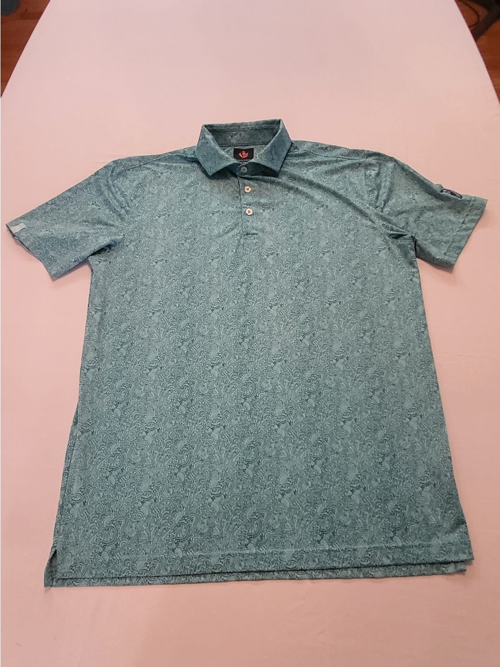 Men's Donald Ross Teal Paisley Polo Shirt